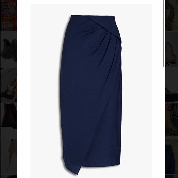 Vince. Wrap-Effect Crepon Midi Skirt